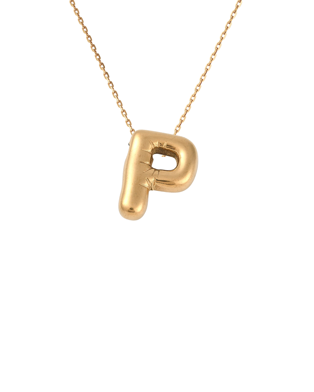 Gold Bubble Letter Charm Necklace | Personalized Initial Jewelry