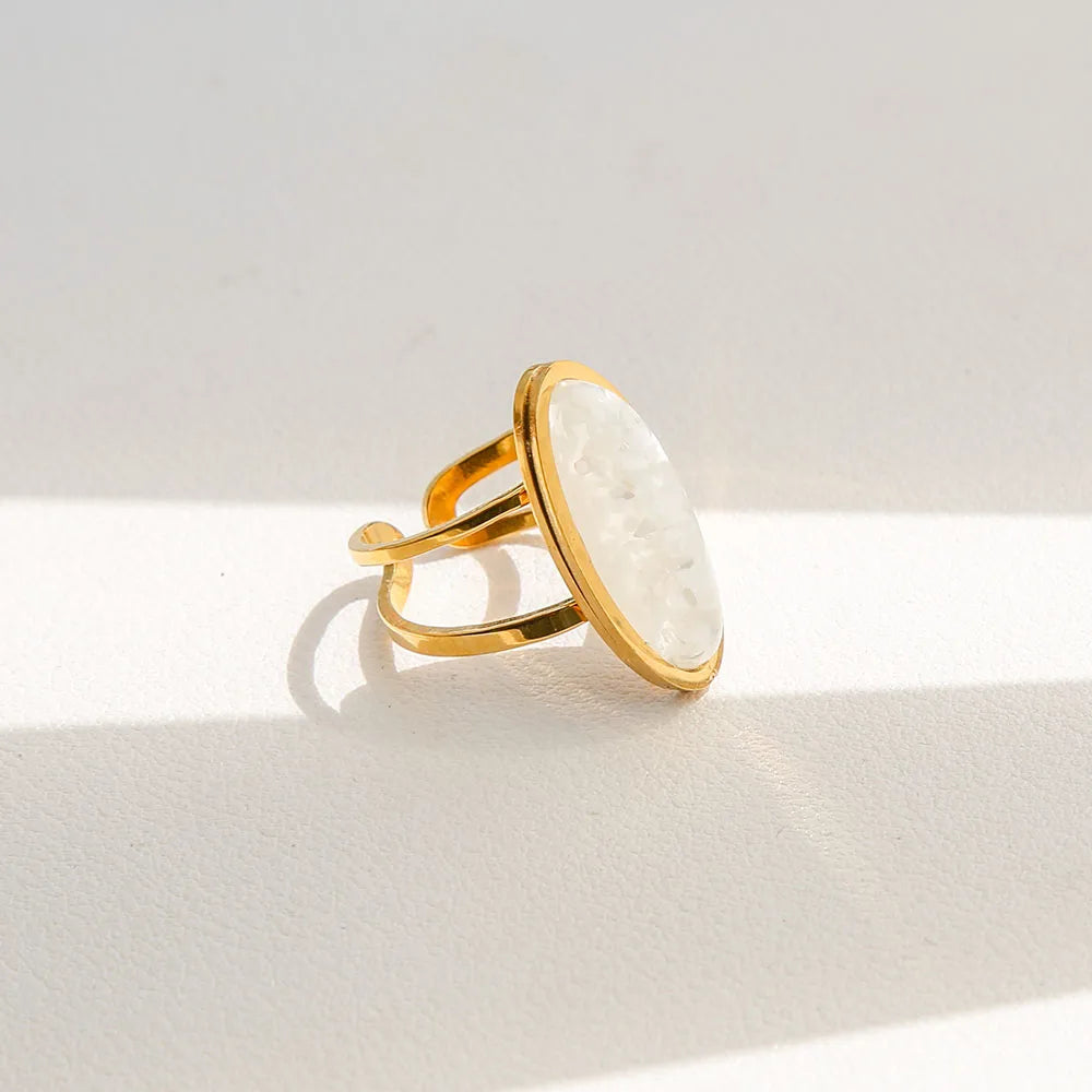 Single "Stone" 18K Stainless Steel Statement Ring