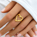 Heart 18K Gold-Plated Stainless Steel Adjustable Ring