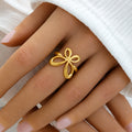 Butterfly 18K Gold-Plated Stainless Steel Adjustable Ring