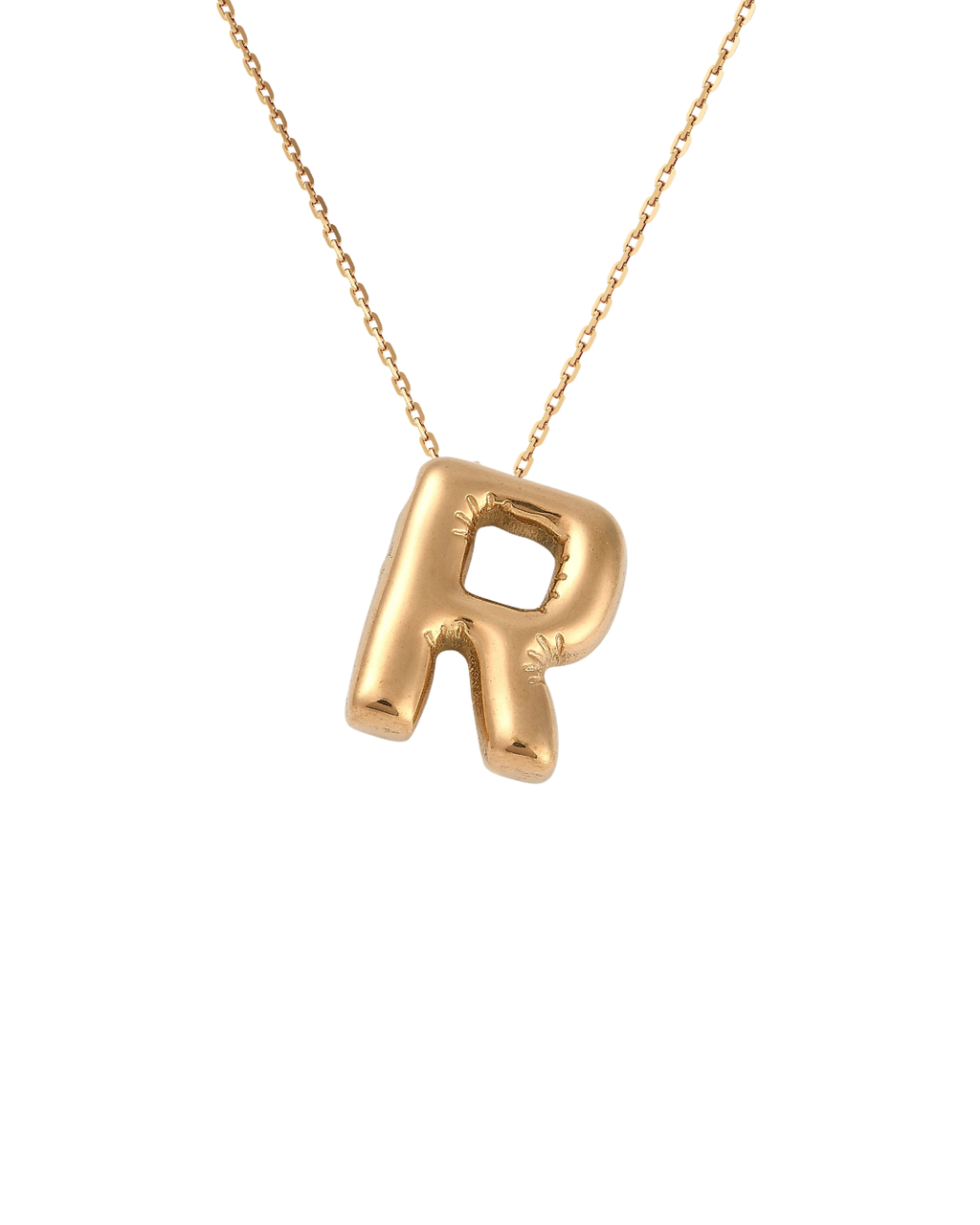 Gold Bubble Letter Charm Necklace | Personalized Initial Jewelry