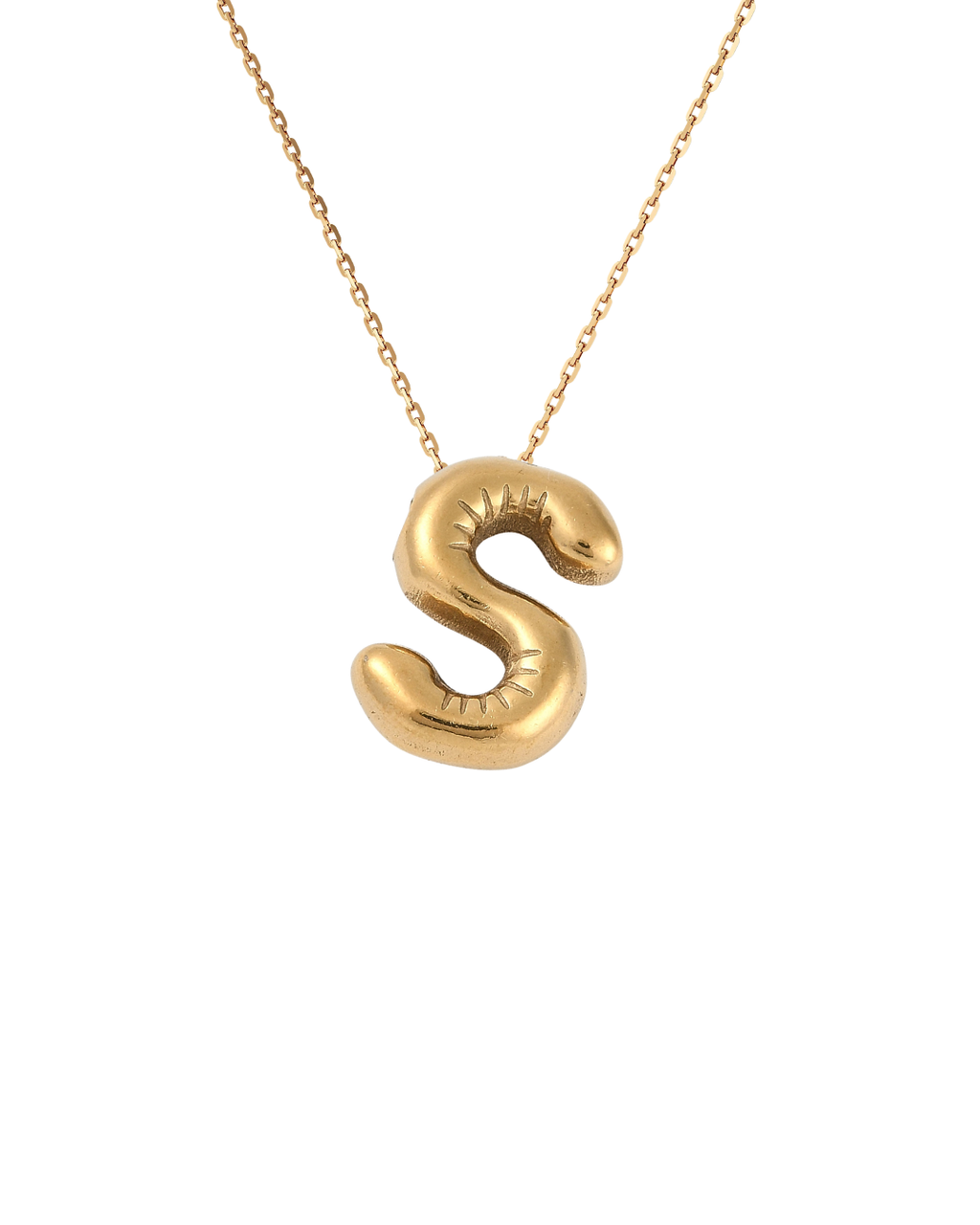 Gold Bubble Letter Charm Necklace | Personalized Initial Jewelry