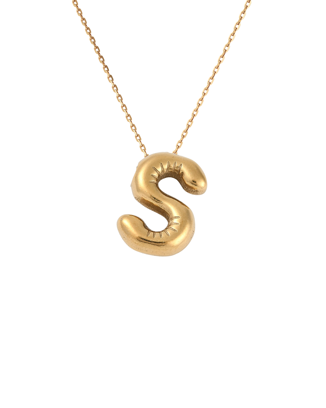 Gold Bubble Letter Charm Necklace | Personalized Initial Jewelry