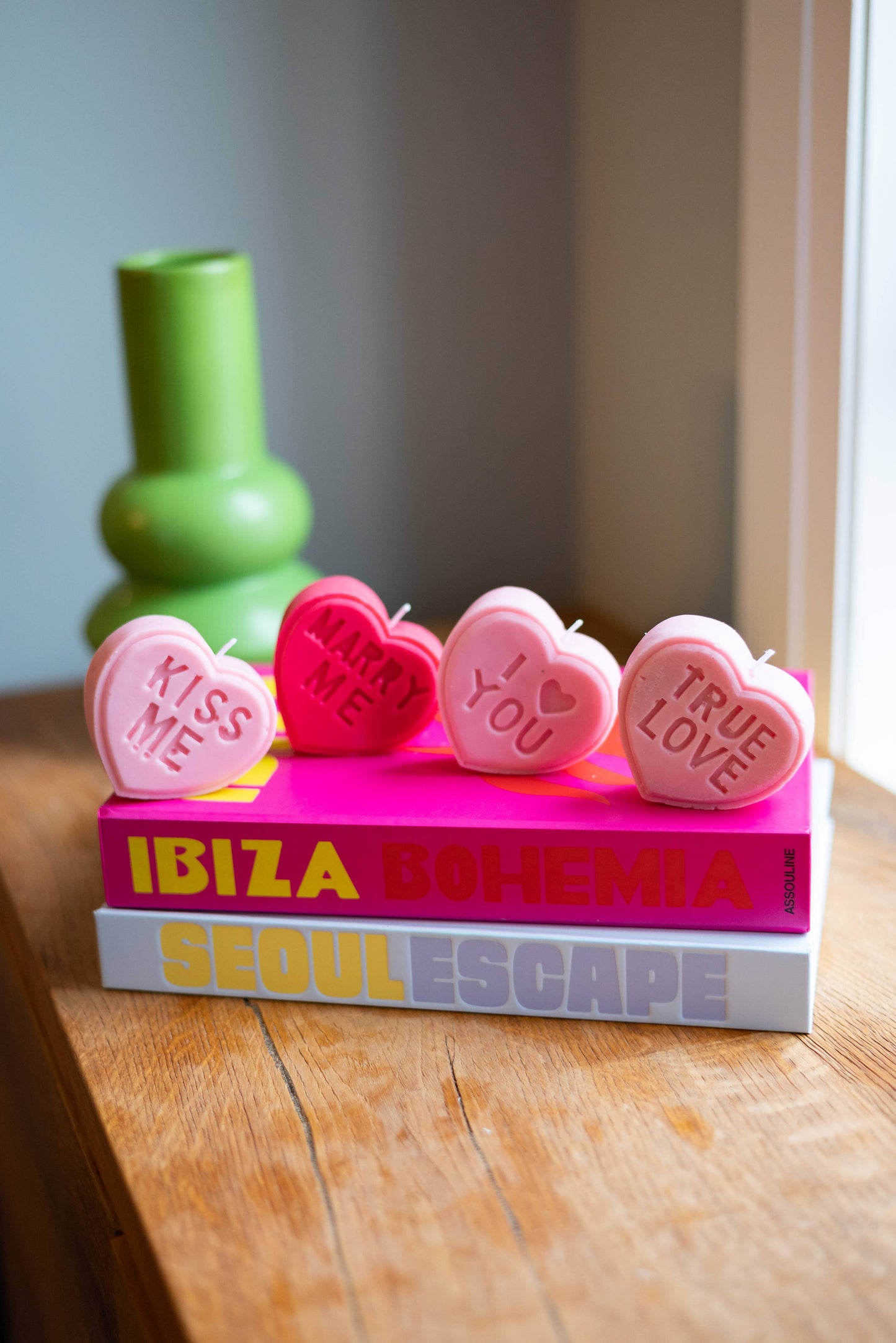 True Love Heart-Shaped Candle - Hot Pink