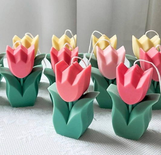 Tulip Flower Pillar Candle